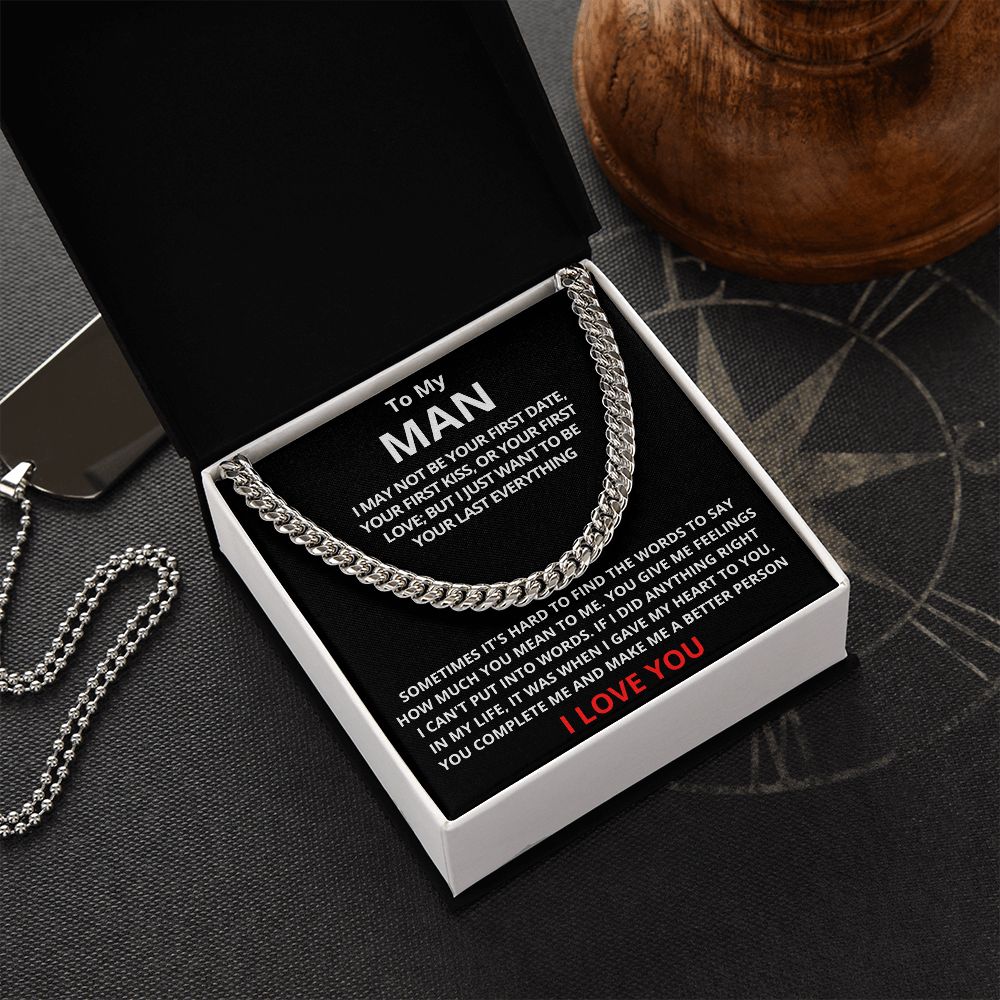 To My Man Cuban Link Chain (Stainless Steel) Gift For Mom, necklace For Wife, Gift For Mother's Day