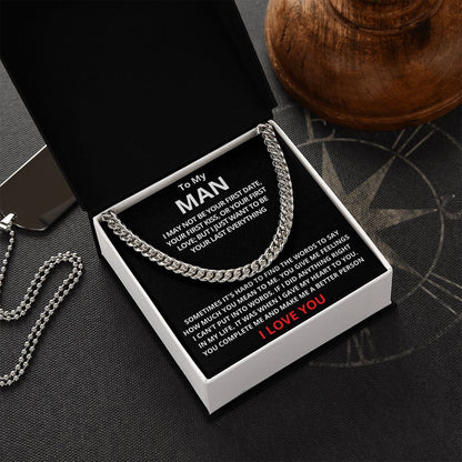 To My Man Cuban Link Chain (Stainless Steel) Gift For Mom, necklace For Wife, Gift For Mother's Day