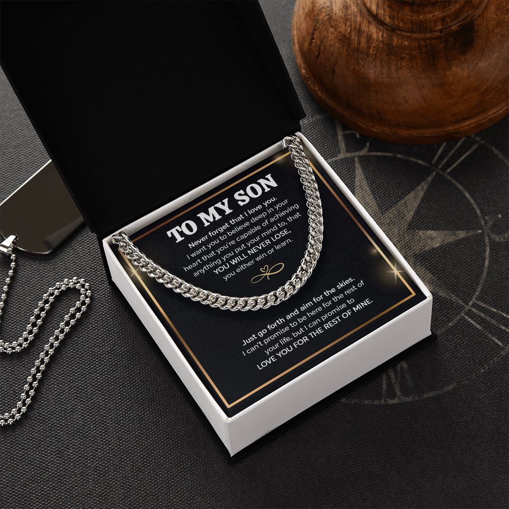 To My Son I Just Go Forth And Aim For The Skies I Cuban Link Chain Necklace