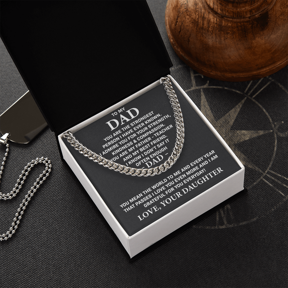 To My Dad - You are my father teacher and my best friend, Gift for Dad, Birthday Gift, Father's Day Gift, Cuban Link Chain Necklace