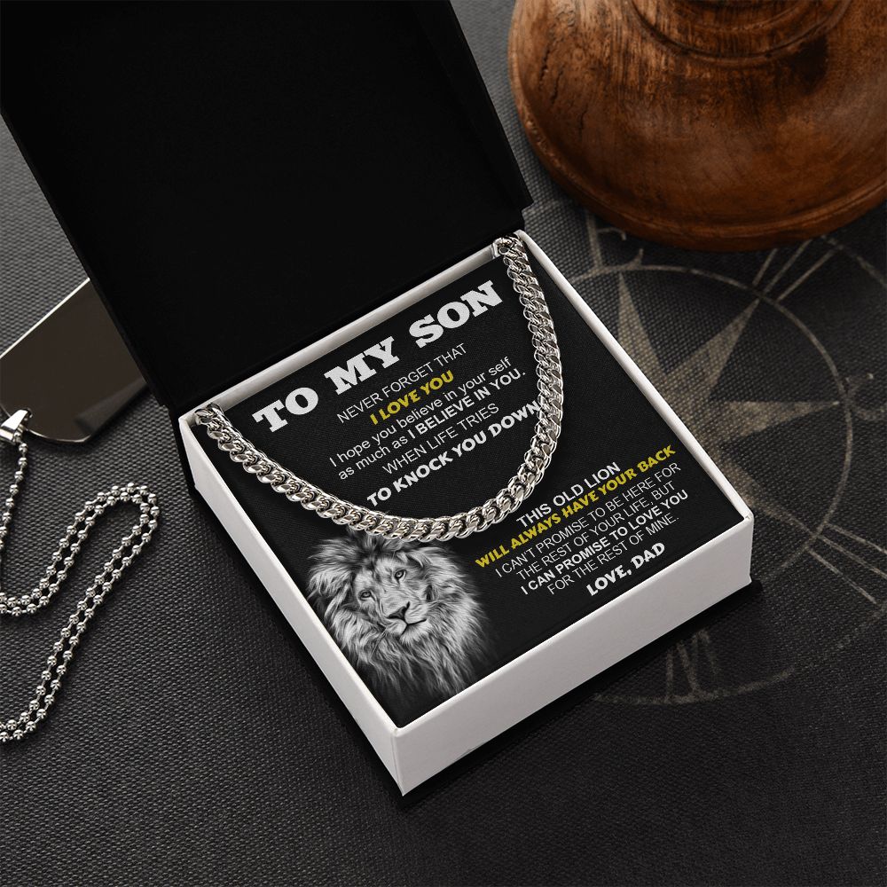 To My Son From Dad | When Life Tries To Knock You Down | Cuban Link Chain Necklace