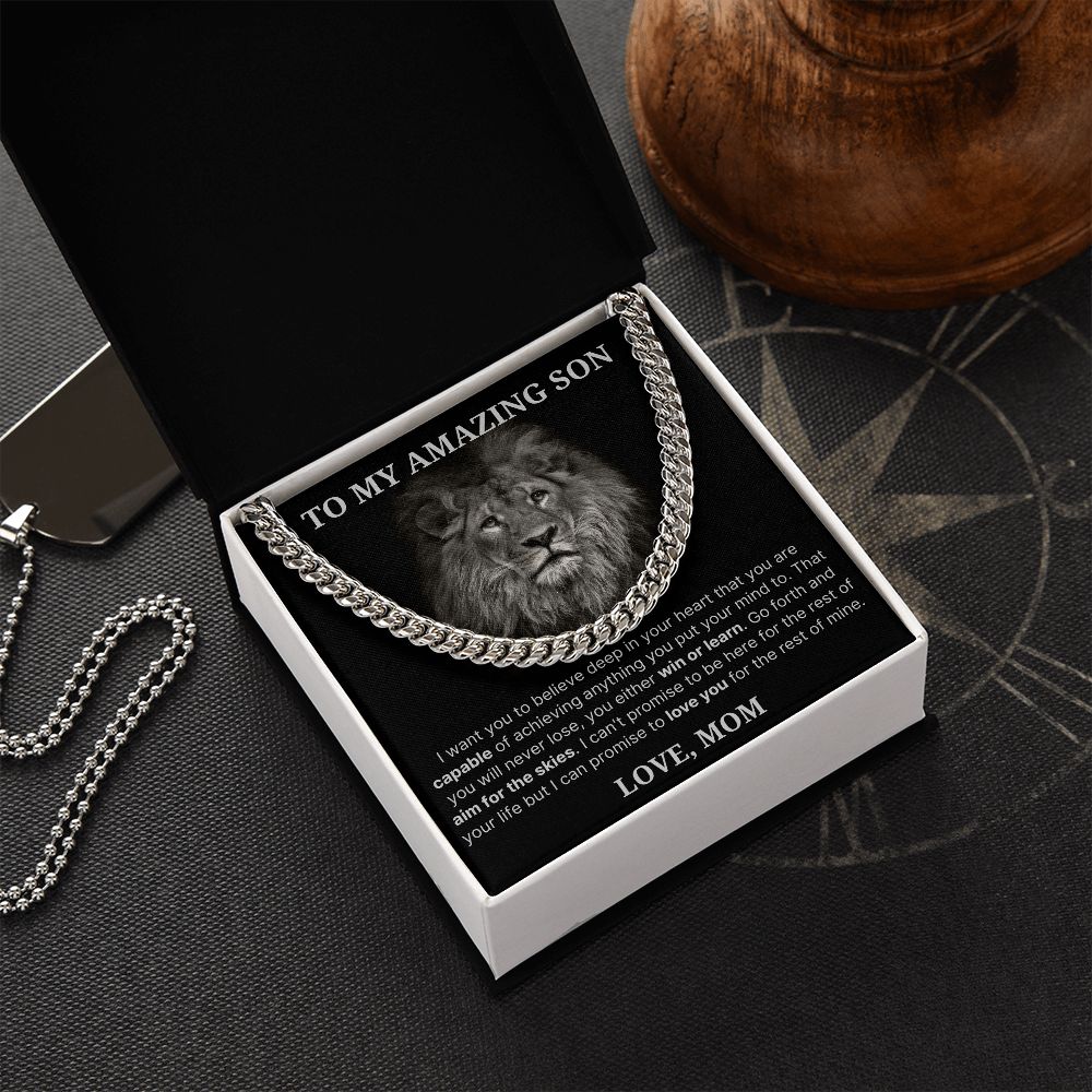 To My Amazing Son necklace, Believe - Length Adjustable Cuban Link Chain For Son