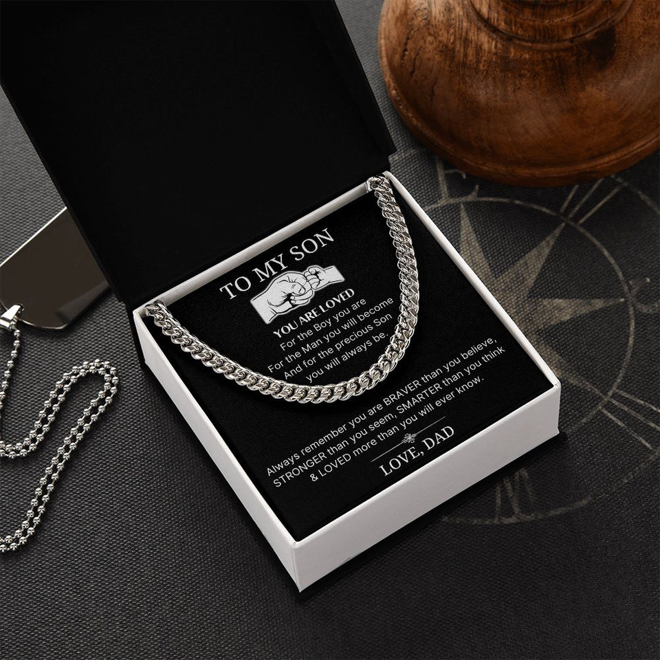 Loved More Than You Will Ever Know - Length Adjustable Cuban Link Chain For Son