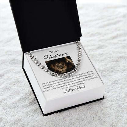 To My Husband - My Favorite Everything - Cuban Link Chain - White Card