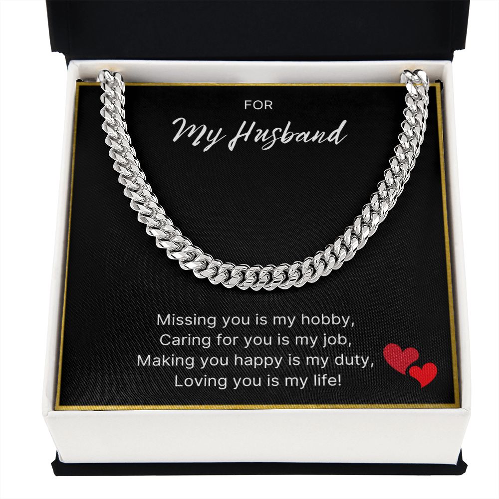 For My Husband necklace, Loving You Is My Life - Cuban Link Chain For Husband