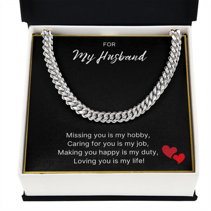 For My Husband necklace, Loving You Is My Life - Cuban Link Chain For Husband