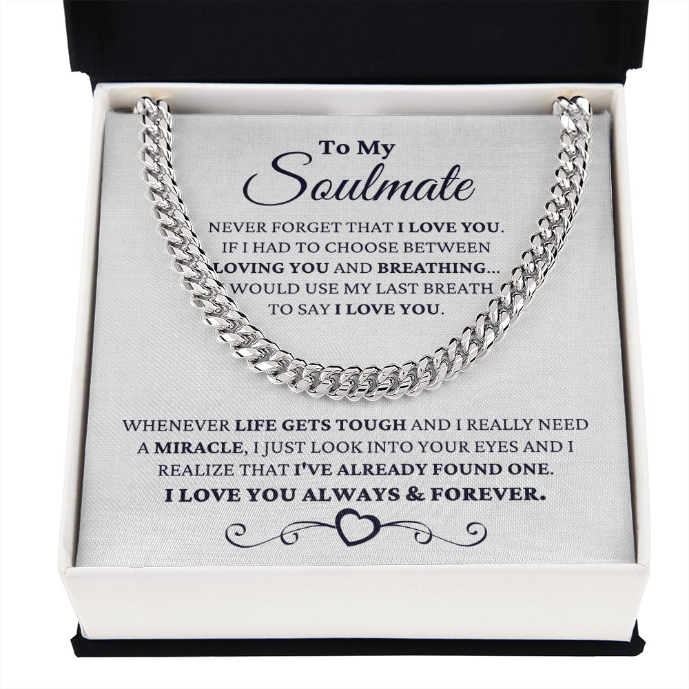Gift for Soulmate I Just Look Into Your Eyes, Necklace For Him, Necklace for Husband, Gift for Boyfriend's, Cuban Link Chain Necklace
