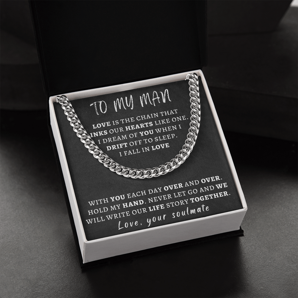 Necklace for Man - We Will Write Our Life Story Together, Birthday Gift for Man, Anniversary Gift, Cuban Link Chain Necklace