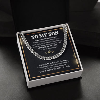 To My Son I Just Go Forth And Aim For The Skies I Cuban Link Chain Necklace
