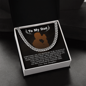 Necklace for Dad From Daughter, You Will Always Be My Greatest Hero, Birthday Gift, Father's Day Gift for Dad, Cuban Link Chain Necklace