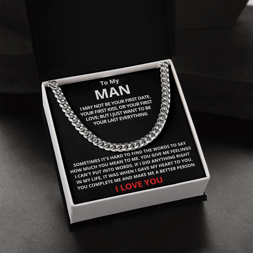 To My Man Cuban Link Chain (Stainless Steel) Gift For Mom, necklace For Wife, Gift For Mother's Day