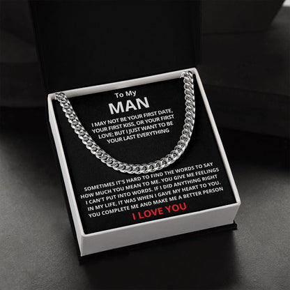 To My Man Cuban Link Chain (Stainless Steel) Gift For Mom, necklace For Wife, Gift For Mother's Day