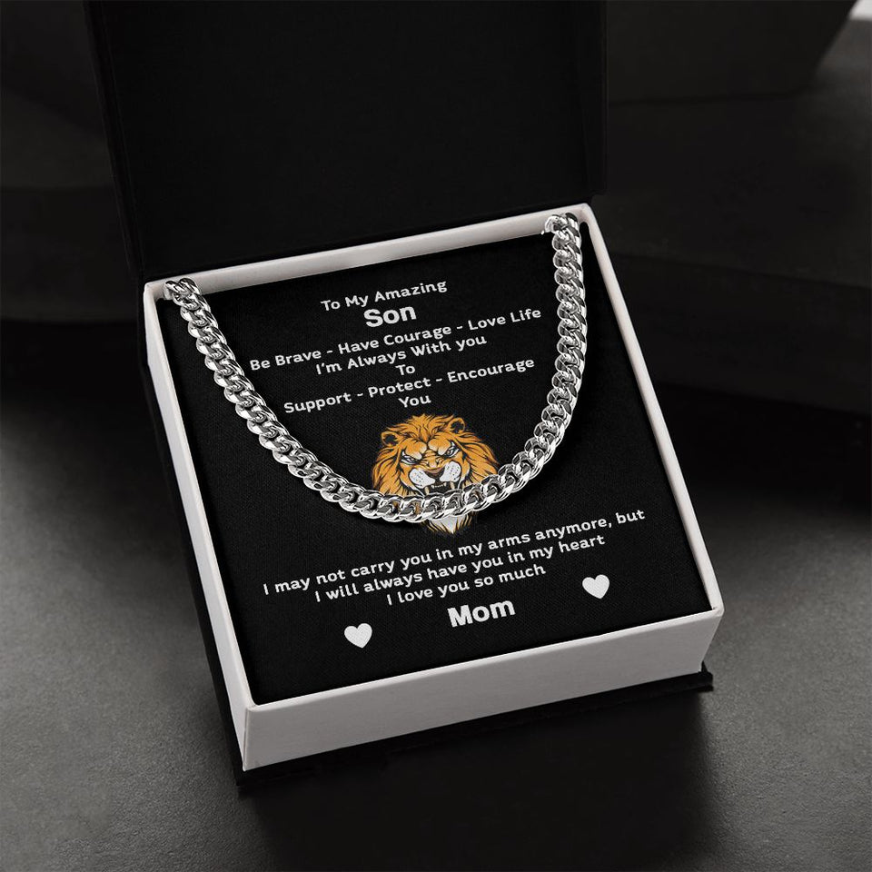 To My Son From Mom I Be Brave Have Love Life I Cuban Link Chain Necklace