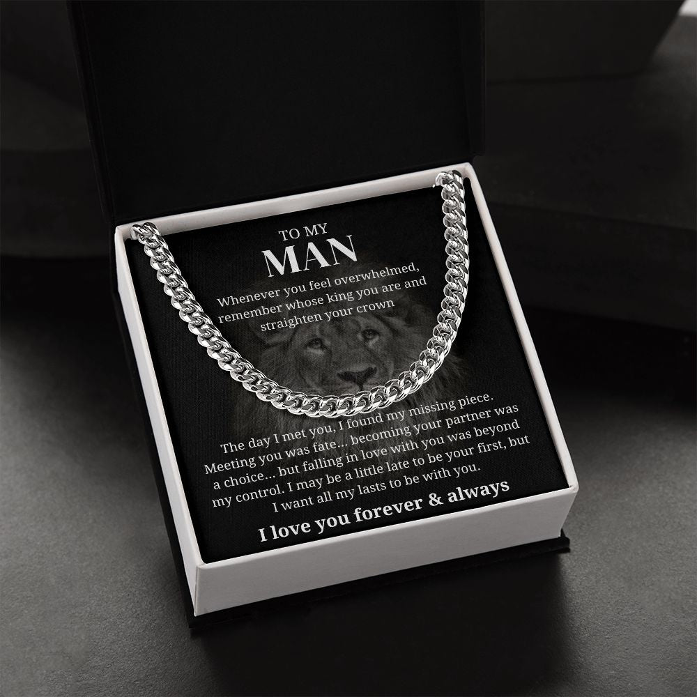 Straighten Your Crown - Length Adjustable Cuban Link Chain For Husband/Soulmate/Boyfriend