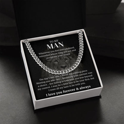 Straighten Your Crown - Length Adjustable Cuban Link Chain For Husband/Soulmate/Boyfriend