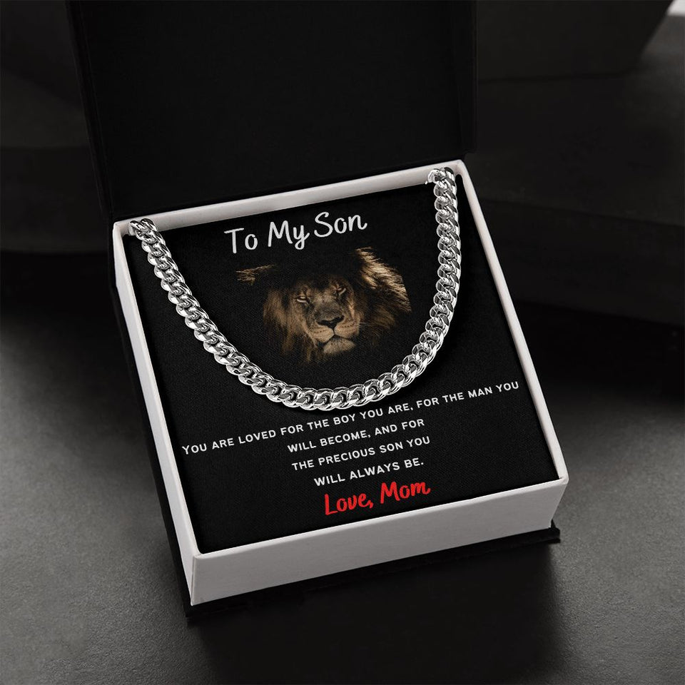 To My Son From Mom - Cuban Necklace Gift For Mom, necklace For Wife, Gift For Mother's Day