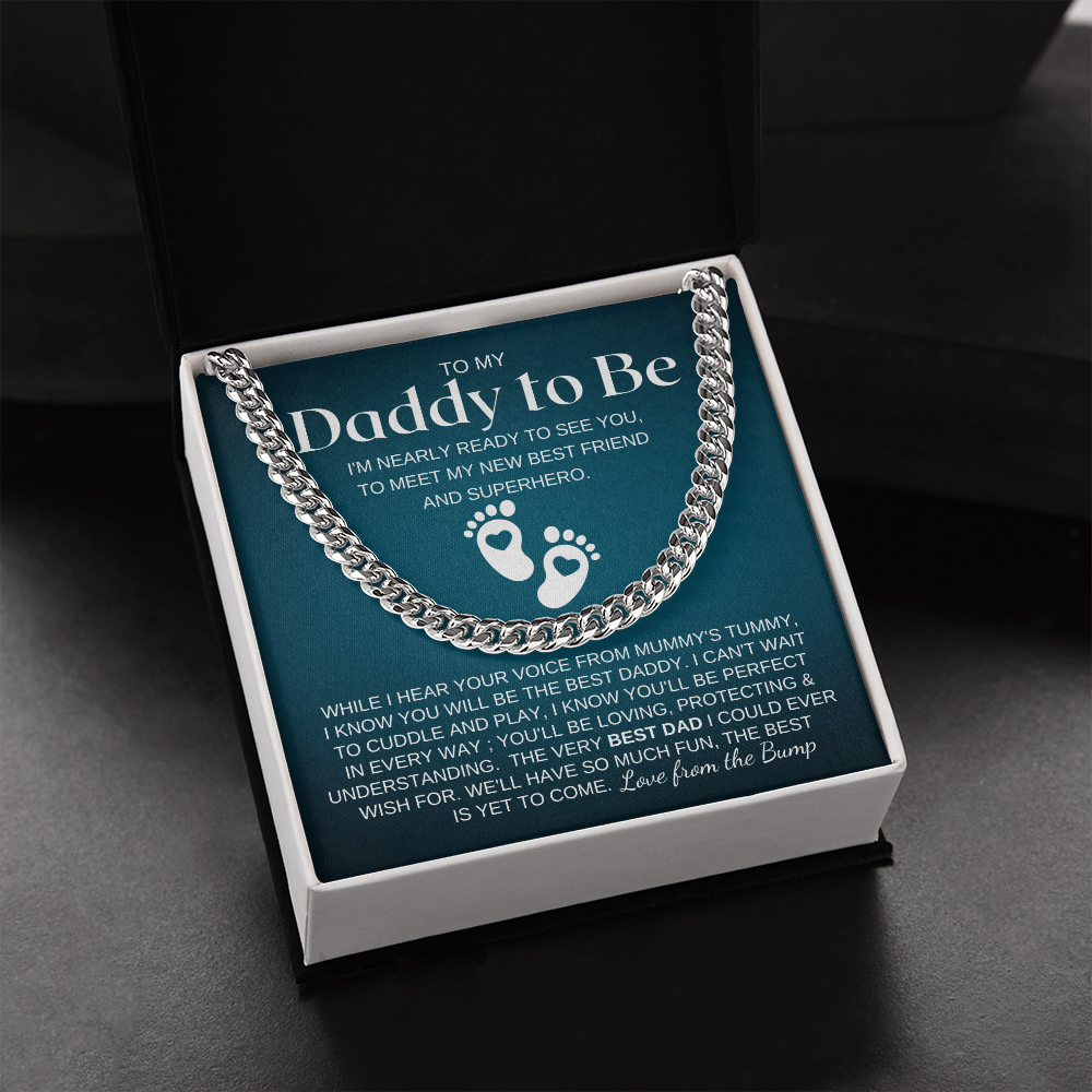Gold Cuban Link Chain, Necklace, Jewelry, Quotes To My Daddy To Be, Father's Day Gift From Bump