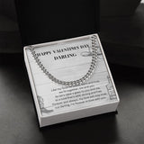 Happy Valentine's Day Darling Cuban Link Chain Necklace Gift For Mom, necklace For Wife, Gift For Mother's Day