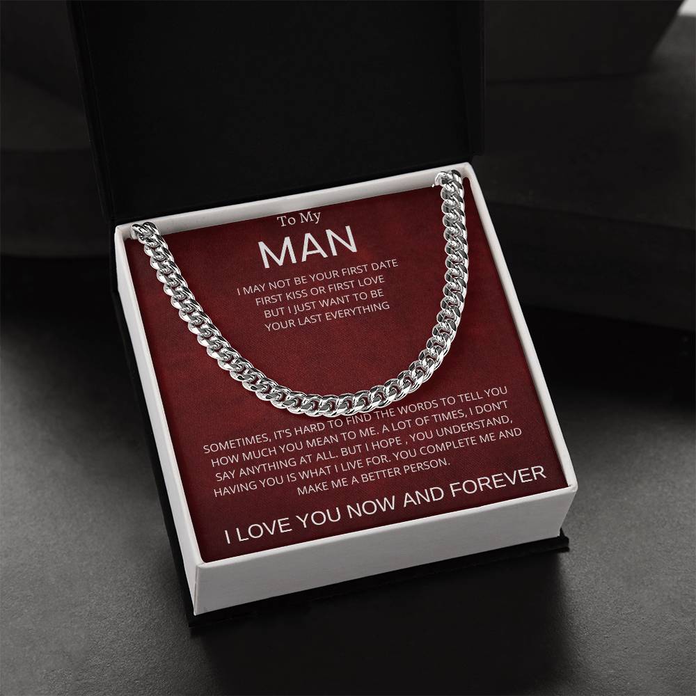To My Man Cuban Link Chain Necklace Gift for Boyfriend Husband or Soulmate