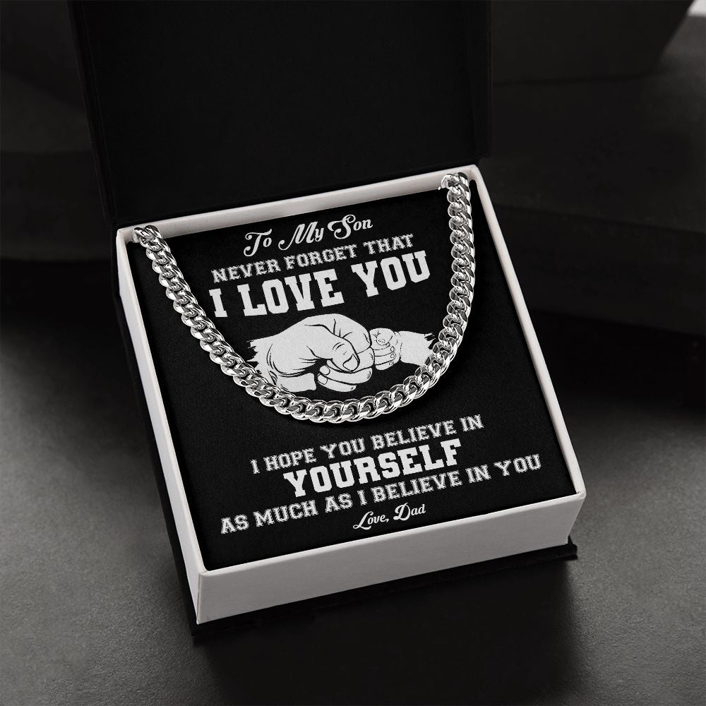 My Son | Never Forget - Cuban Link Chain Gift For Mom, necklace For Wife, Gift For Mother's Day