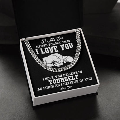 My Son | Never Forget - Cuban Link Chain Gift For Mom, necklace For Wife, Gift For Mother's Day