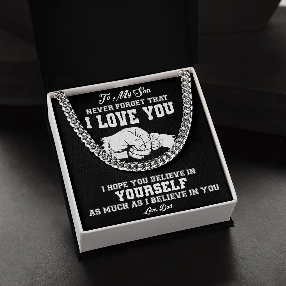 My Son | Never Forget - Cuban Link Chain Gift For Mom, necklace For Wife, Gift For Mother's Day
