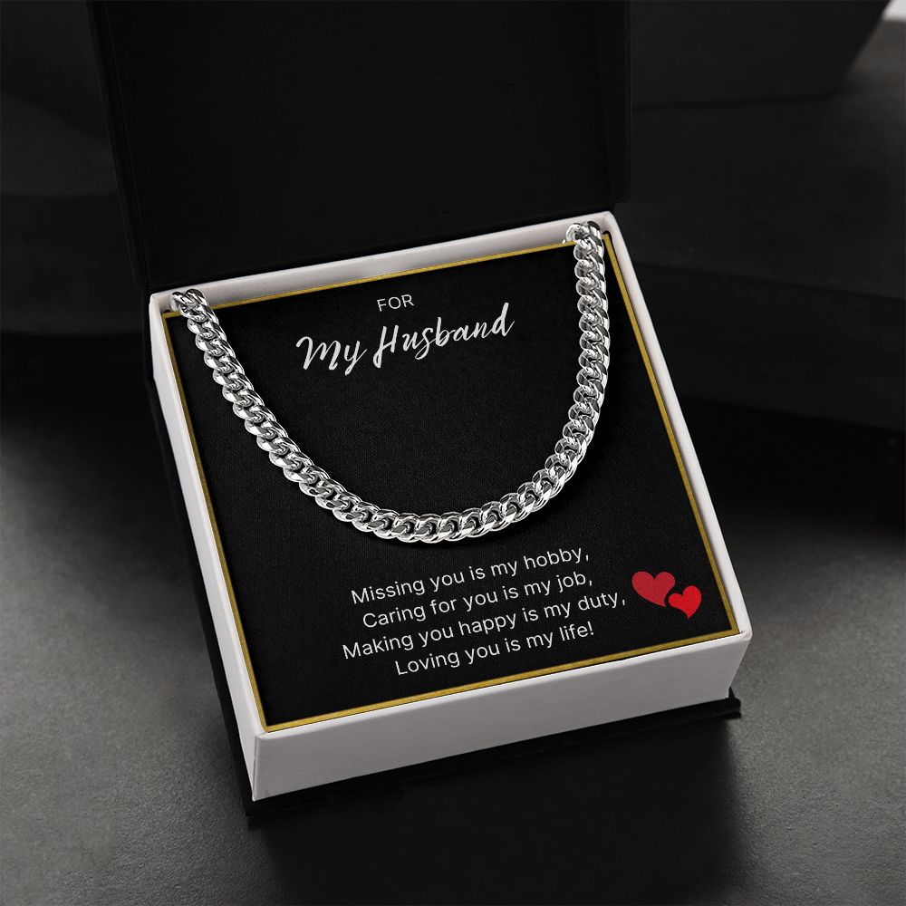 For My Husband necklace, Loving You Is My Life - Cuban Link Chain For Husband