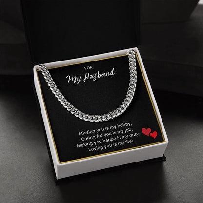For My Husband necklace, Loving You Is My Life - Cuban Link Chain For Husband