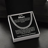 To My Man - Cuban Link Chain - Because of You - Black Card Gift For Mom, necklace For Wife, Gift For Mother's Day