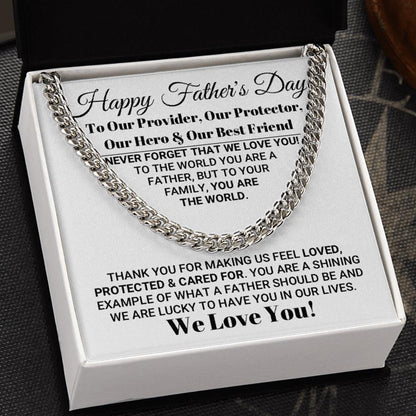 Necklace for Dad Our World Father's Day Necklace, Birthday Gift, Father's Day Gift, Necklace for Father, Cuban Link Chain Necklace