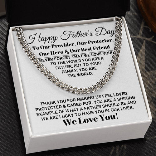 Necklace for Dad Our World Father's Day Necklace, Birthday Gift, Father's Day Gift, Necklace for Father, Cuban Link Chain Necklace