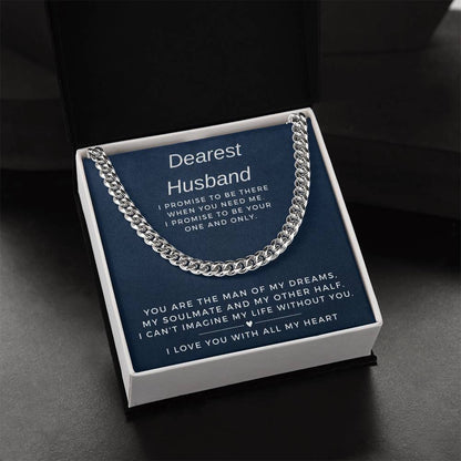 Dearest Husband Cuban Link Chain Necklace for Men