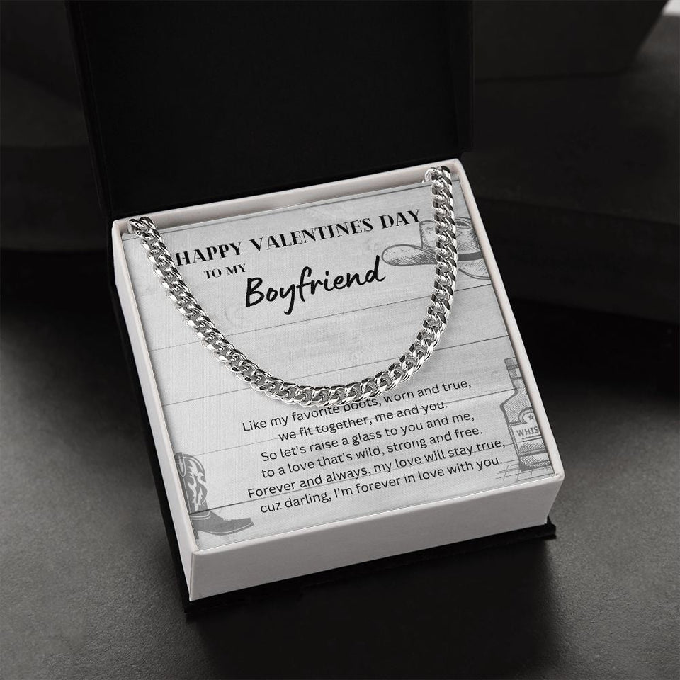 Happy Valentine's Day To My Boyfriend Cuban Link Chain Necklace Gift For Mom, necklace For Wife, Gift For Mother's Day