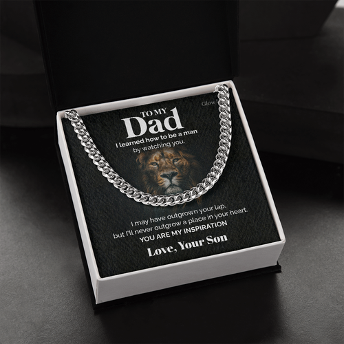 Pamaheart- To my Dad - My Inspiration - Cuban Link Chain, Gift For Man, Husband, Gift For Birthday, Christmas