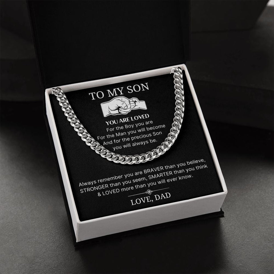 Loved More Than You Will Ever Know - Length Adjustable Cuban Link Chain For Son