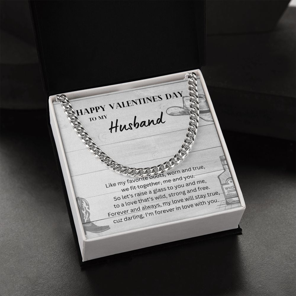 Happy Valentine's Day To My Husband Cuban Link Chain Necklace Gift For Mom, necklace For Wife, Gift For Mother's Day