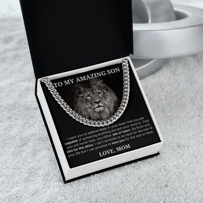 To My Amazing Son necklace, Believe - Length Adjustable Cuban Link Chain For Son