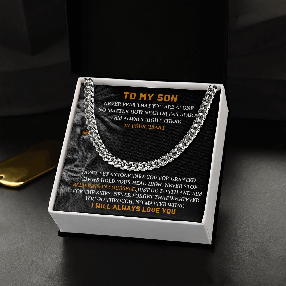 To My Son - Hold Your Head High, Cuban Link Chain Gift