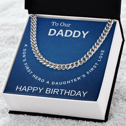 Daddy Happy Birthday Cuban Link Chain Men's Necklace