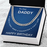 Daddy Happy Birthday Cuban Link Chain Men's Necklace
