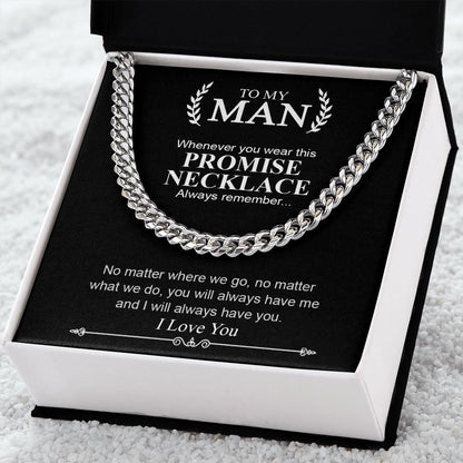 To My Man | Promise Necklace Always Remember | Cuban Link Chain Necklace