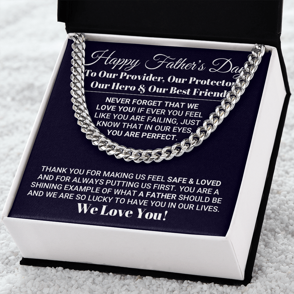 Our World Father's Day Necklace, Necklace for Father, Father's Day Gift, Best Gift idea for Father, Cuban Link Chain Necklace