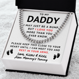Baby Bump To My Daddy Cuban Link Chain - Love, Kisses & Kicks From Mommy's Tummy, Father's Day Gift, Birthday Gift for Husband