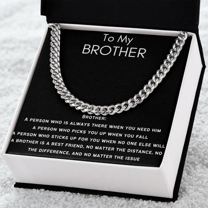 To My Brother - Cuban Link Chain - Always There - Black Card Gift For Mom, necklace For Wife, Gift For Mother's Day