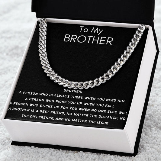 To My Brother - Cuban Link Chain - Always There - Black Card Gift For Mom, necklace For Wife, Gift For Mother's Day