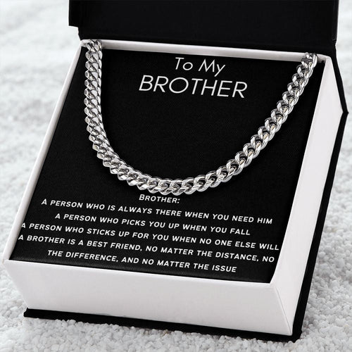 To My Brother - Cuban Link Chain - Always There - Black Card Gift For Mom, necklace For Wife, Gift For Mother's Day