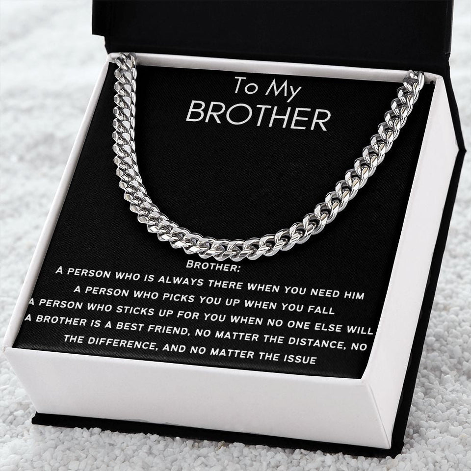 To My Brother - Cuban Link Chain - Always There - Black Card Gift For Mom, necklace For Wife, Gift For Mother's Day
