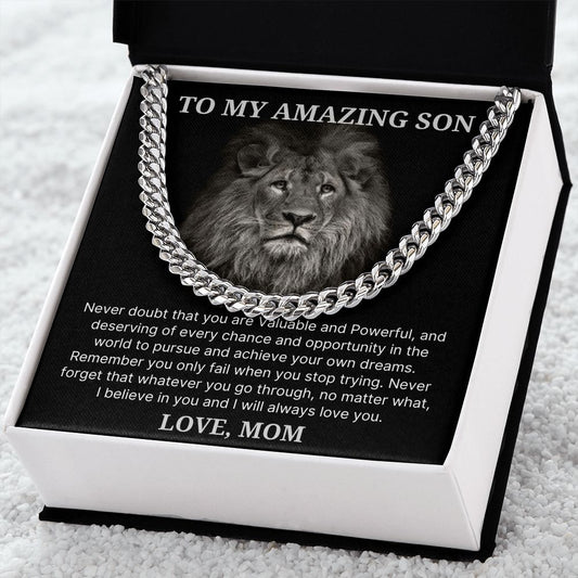 Never Doubt - Length Adjustable Cuban Link Chain For Son