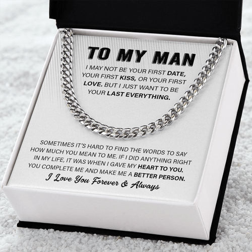 To My Man Cuban Link Chain Necklace | Heart To You | Unique Gift for Husband - Boyfriend