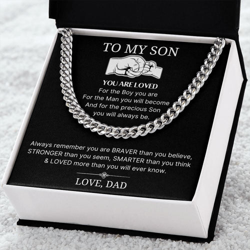 Loved More Than You Will Ever Know - Length Adjustable Cuban Link Chain For Son